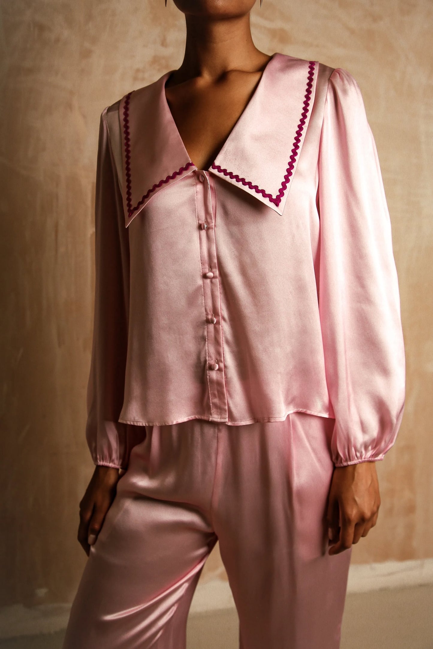 Frenchie pink silk set