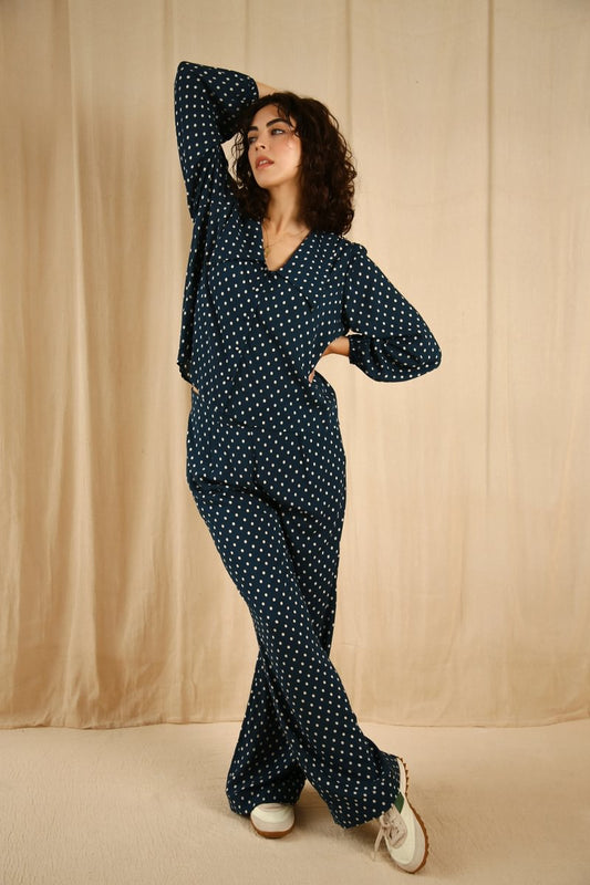 Frenchie pyjama set Navy Spot