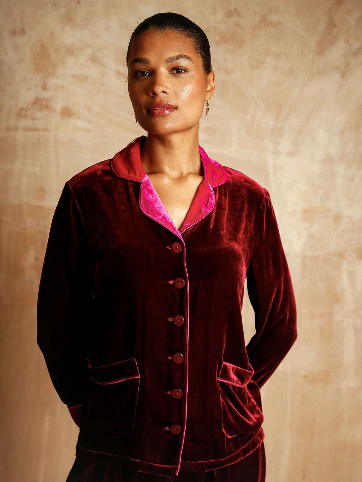 Clara Ruby Silk-Velvet Set