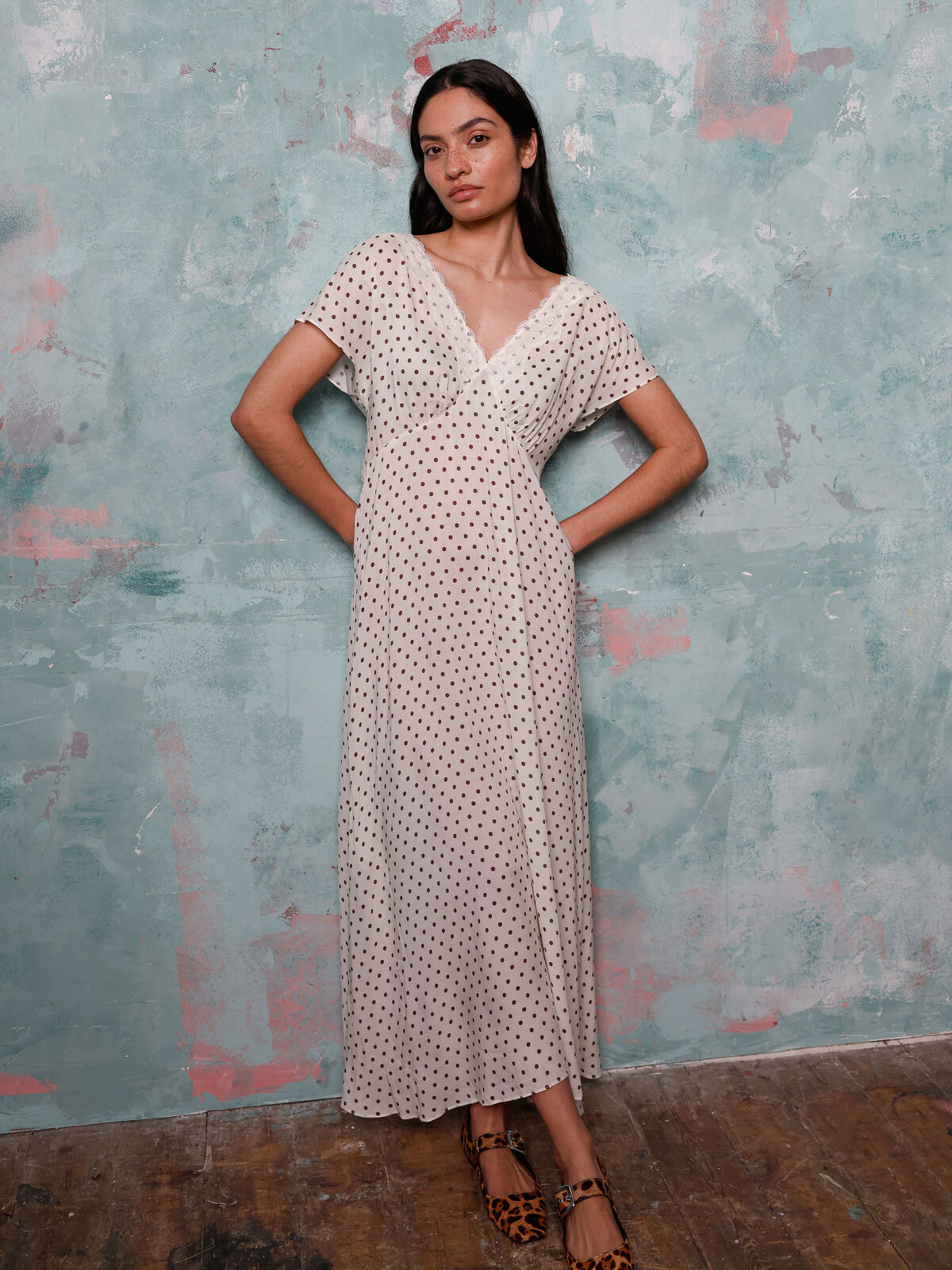 Jonesy cream polka dot dress
