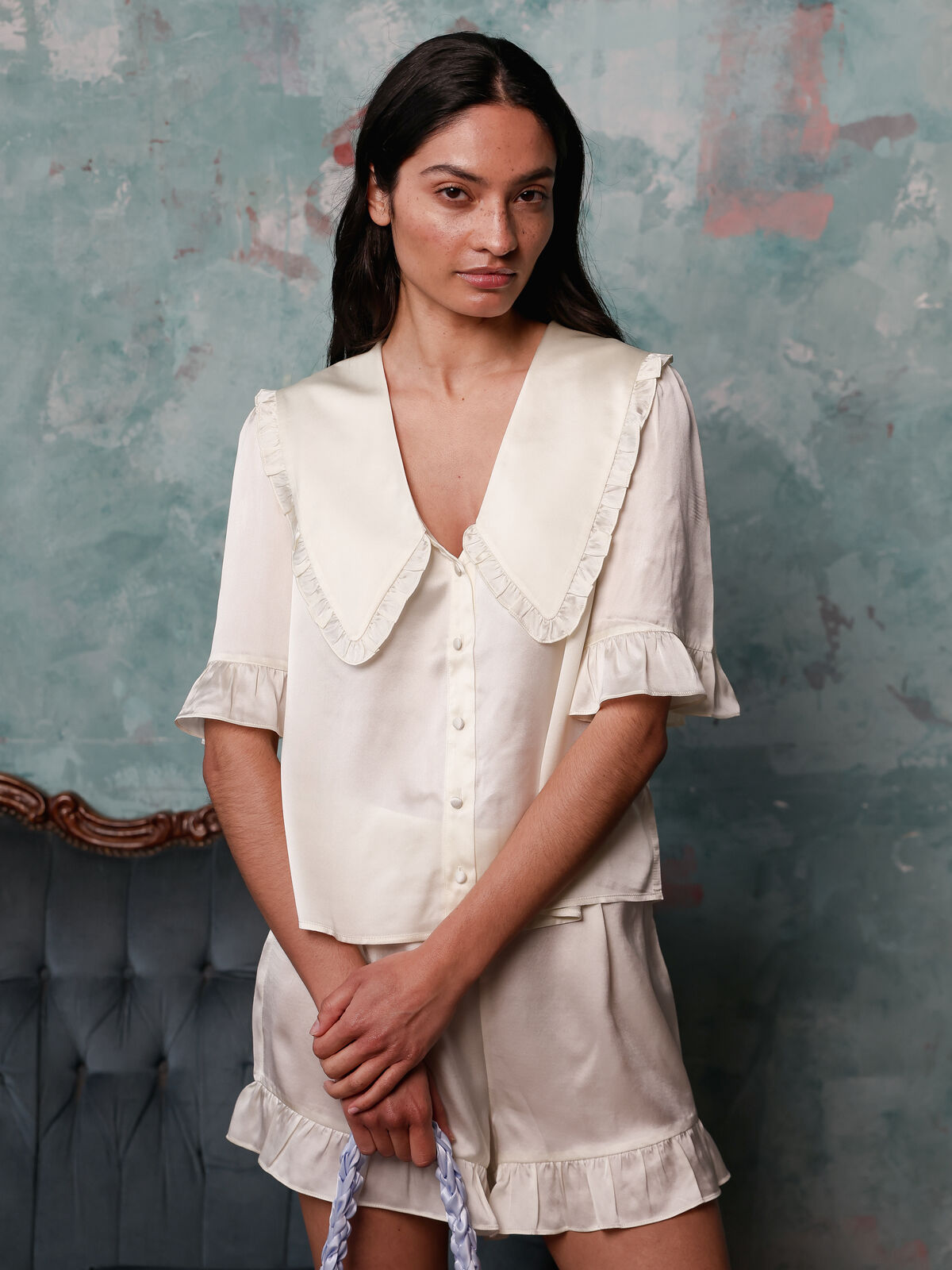 Luna cream silk set