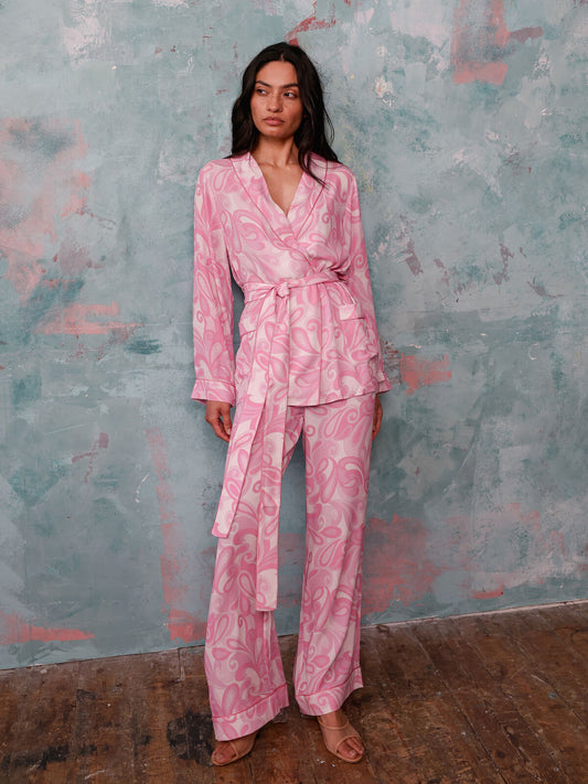 Rizzo pink swirl smoking suit