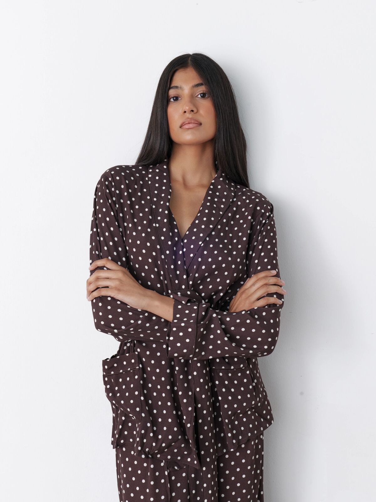 Rizzo brown polka dot smoking suit