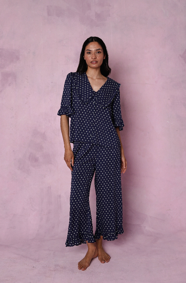 Selene Navy Polka dot - sample