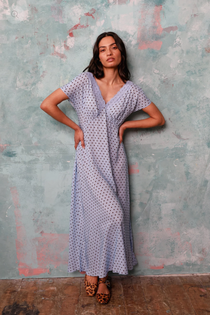 Jonesy blue polka dress - sample