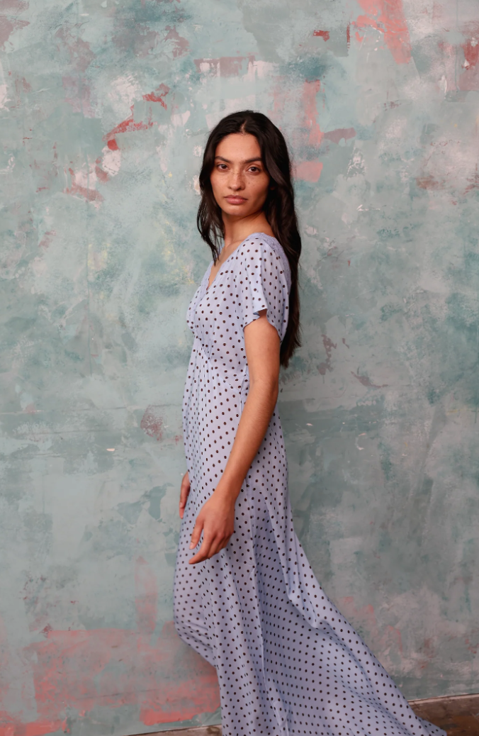 Jonesy blue polka dress - sample