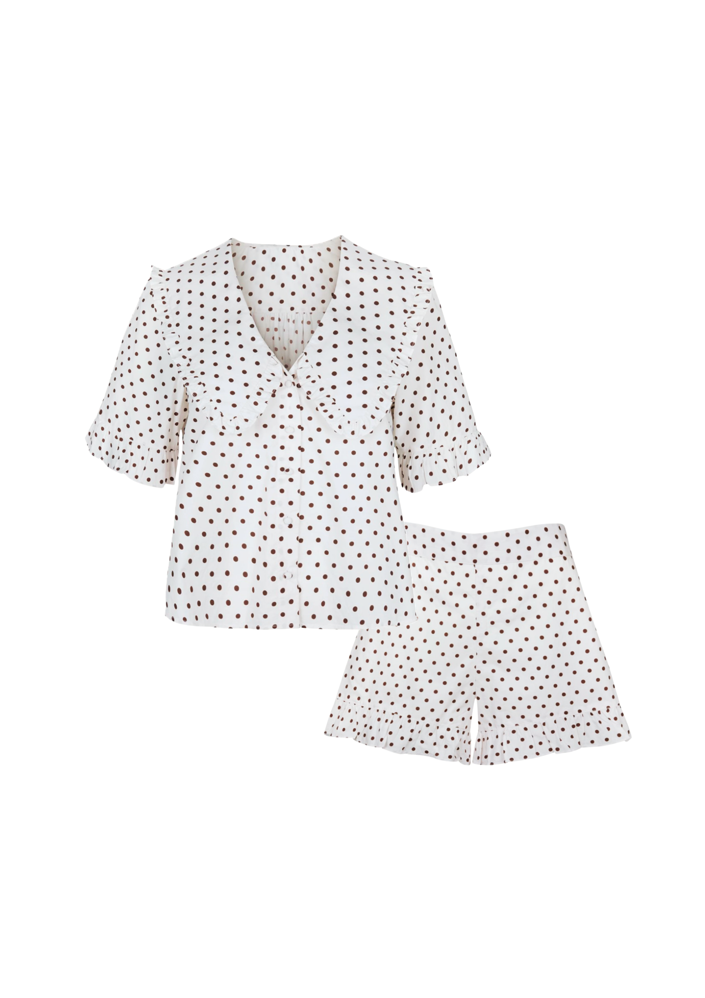 Luna cream polka dot set