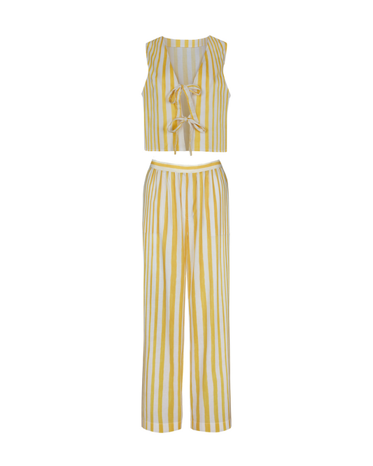 Mia Yellow Stripe Cotton Set