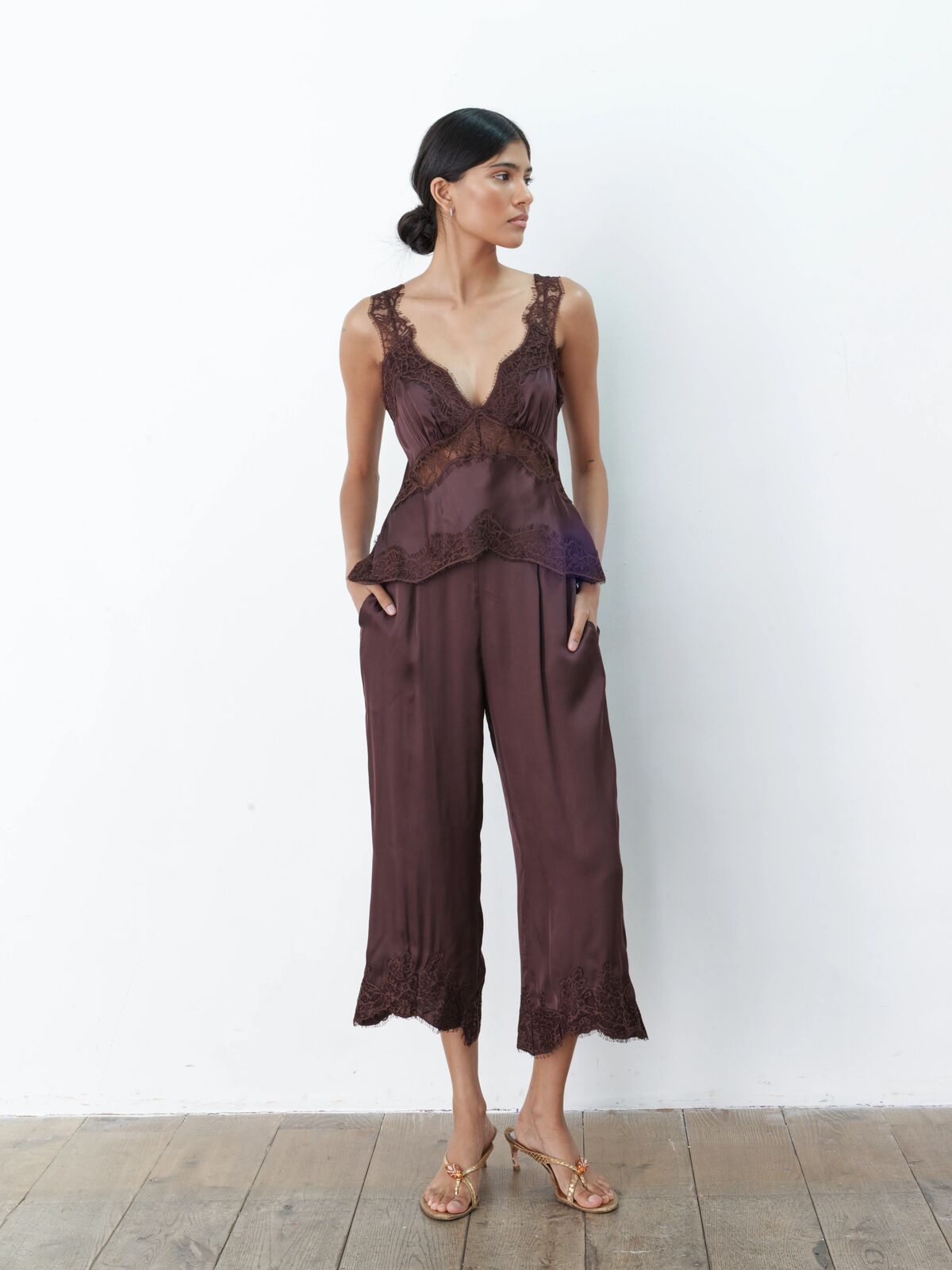 Cameron lace cami brown