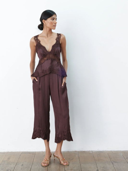 Jasmine lace trouser brown
