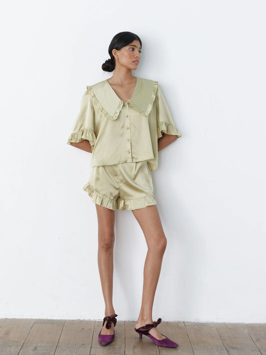 Luna chartreuse silk set