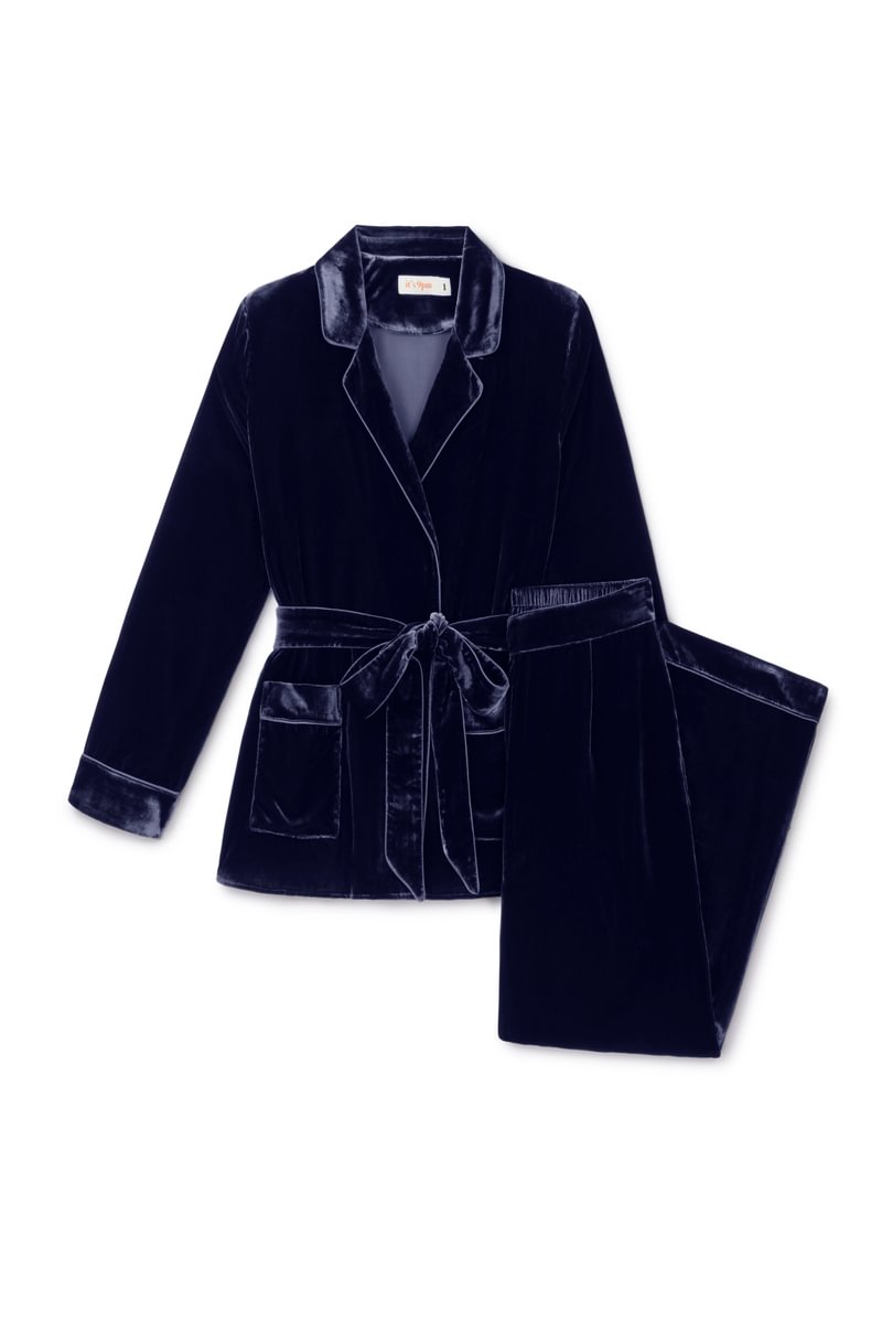 Pamela Petrol Blue Silk Velvet Suit