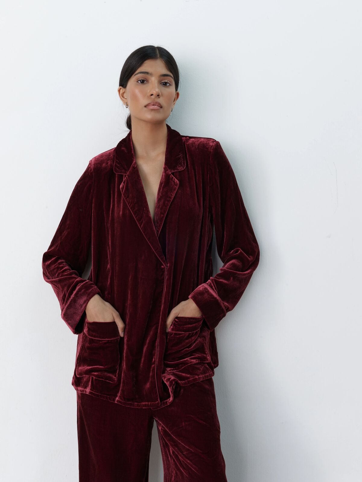 Pamela silk-velvet jacket