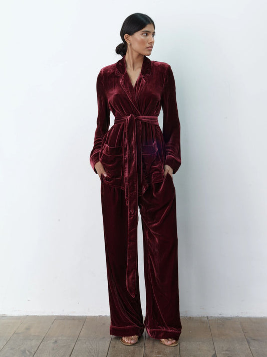 Pamela silk-velvet trouser