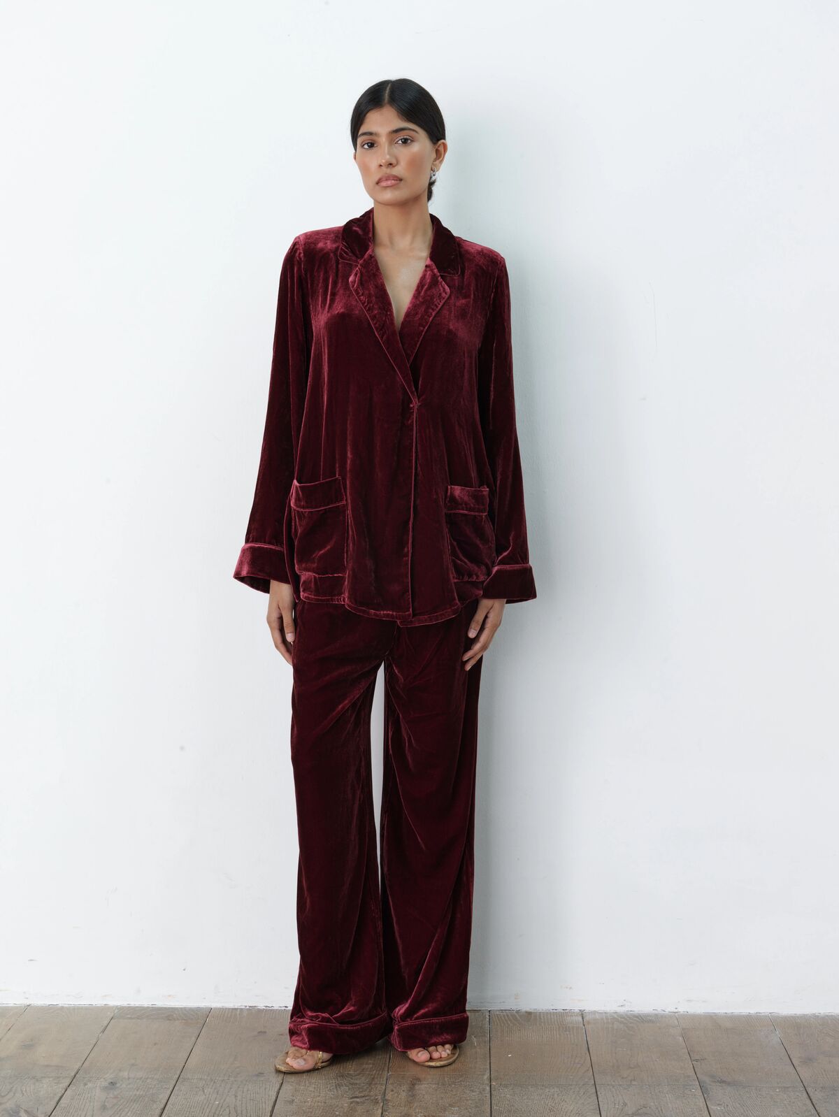 Pamela silk-velvet trouser