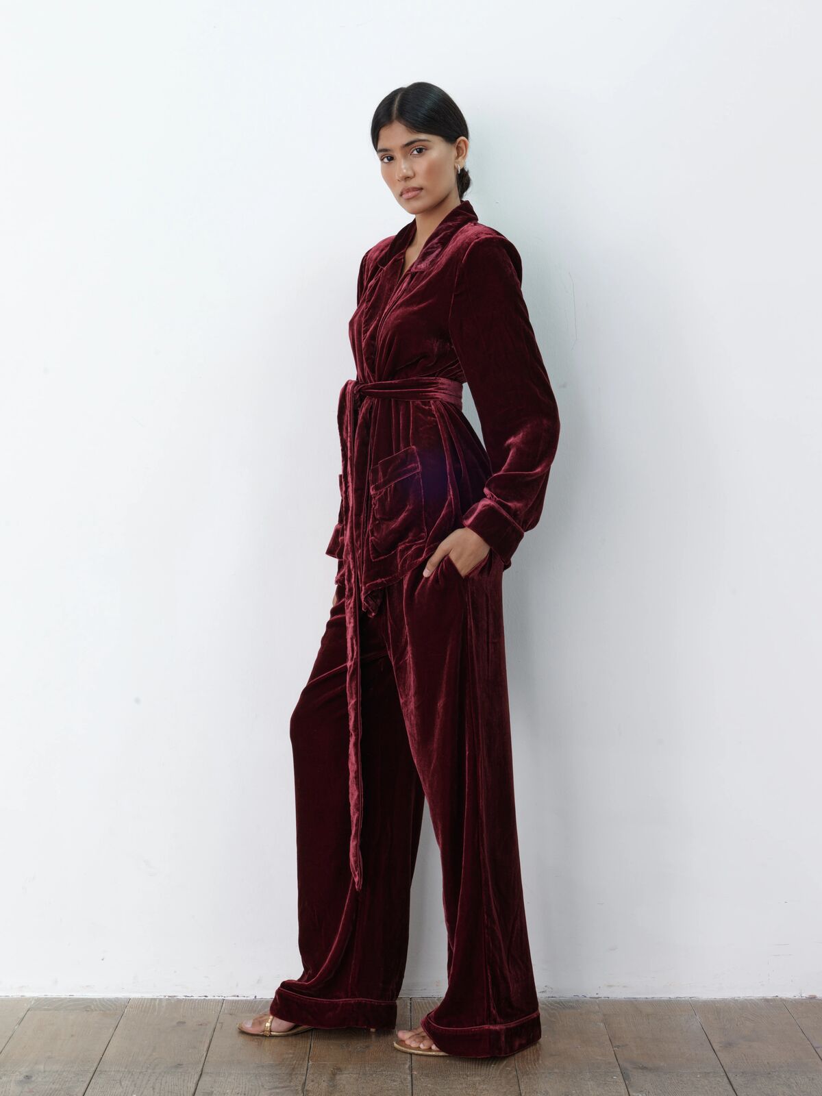 Pamela silk-velvet trouser