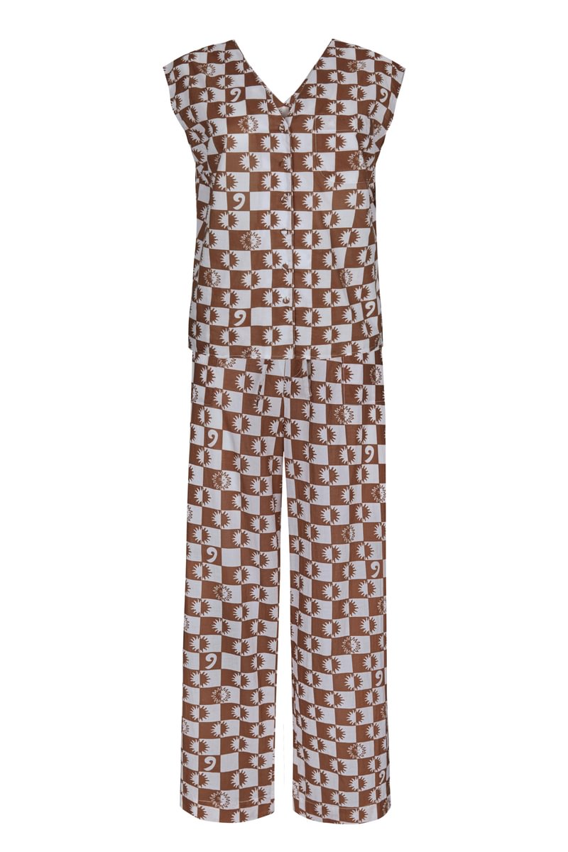 Sandi Brown and Cream Cotton Set