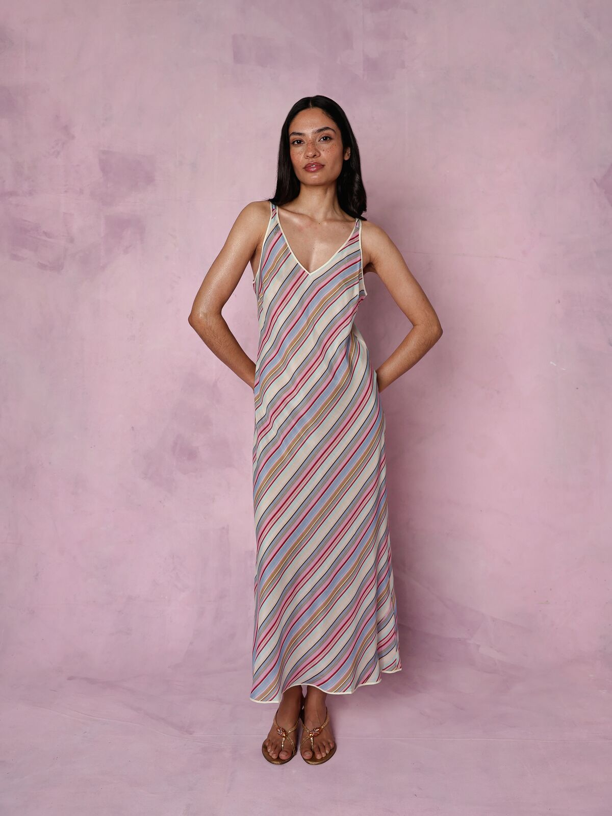 Teresa silk-blend stripe dress