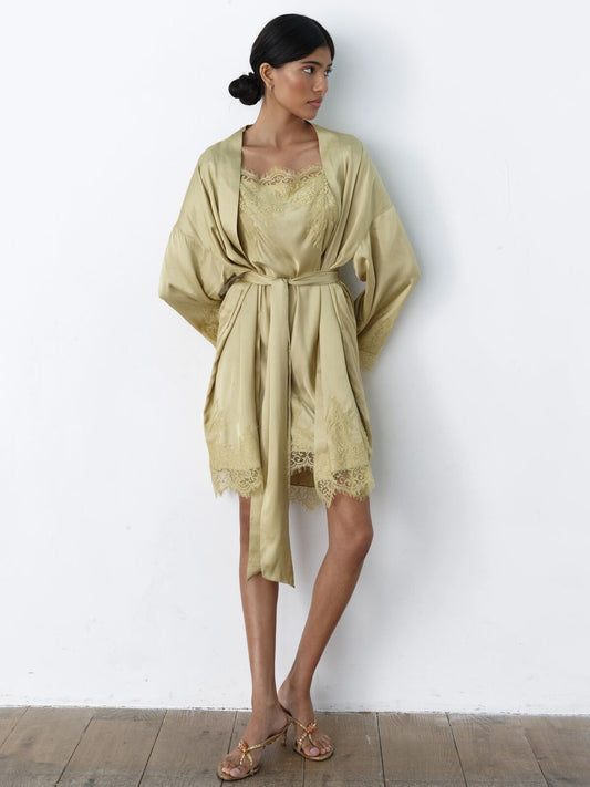 Venice lace robe chartreuse