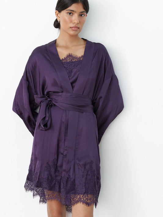 Venice lace robe purple