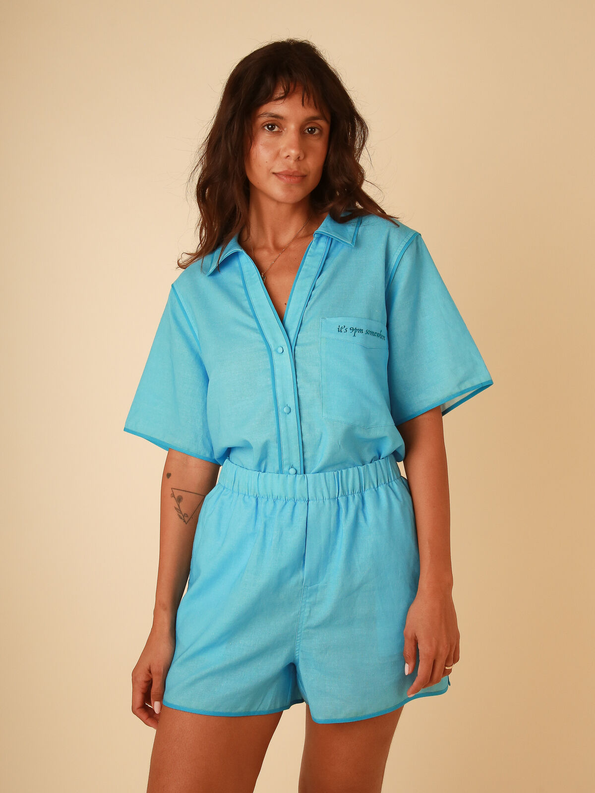 Matilda Blue Linen Set