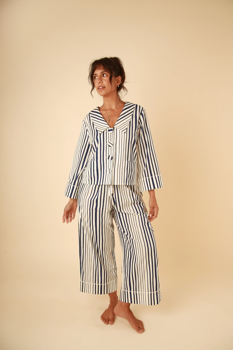 Demi Navy Stripe Set