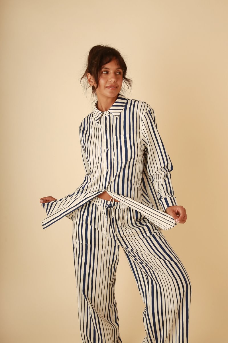 Lila Navy Stripe Set