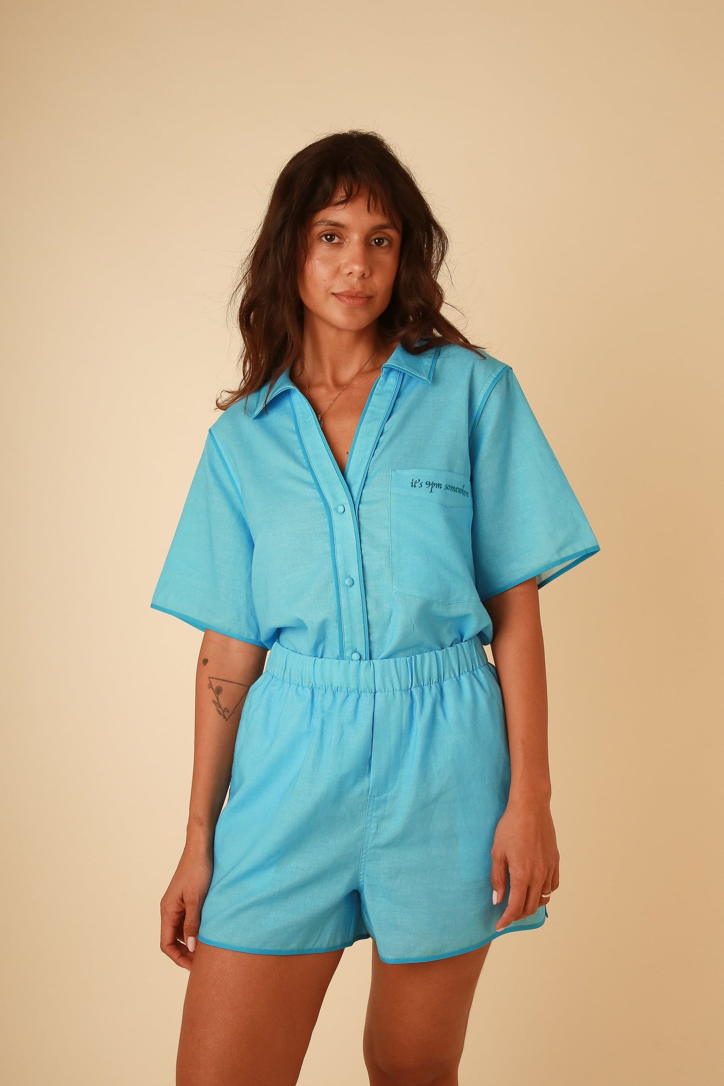 Matilda Blue Linen Set