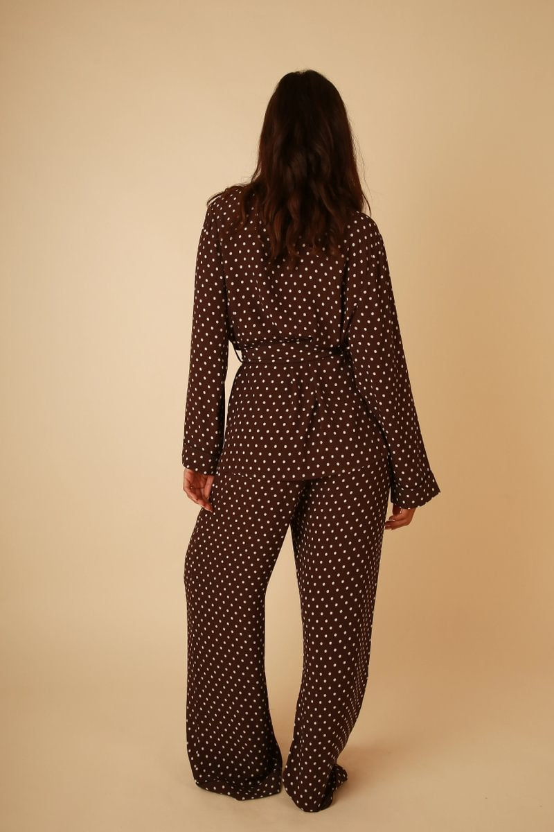 Rizzo Brown Polka Dot Smoking Suit